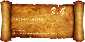 Racsek Gyula névjegykártya
